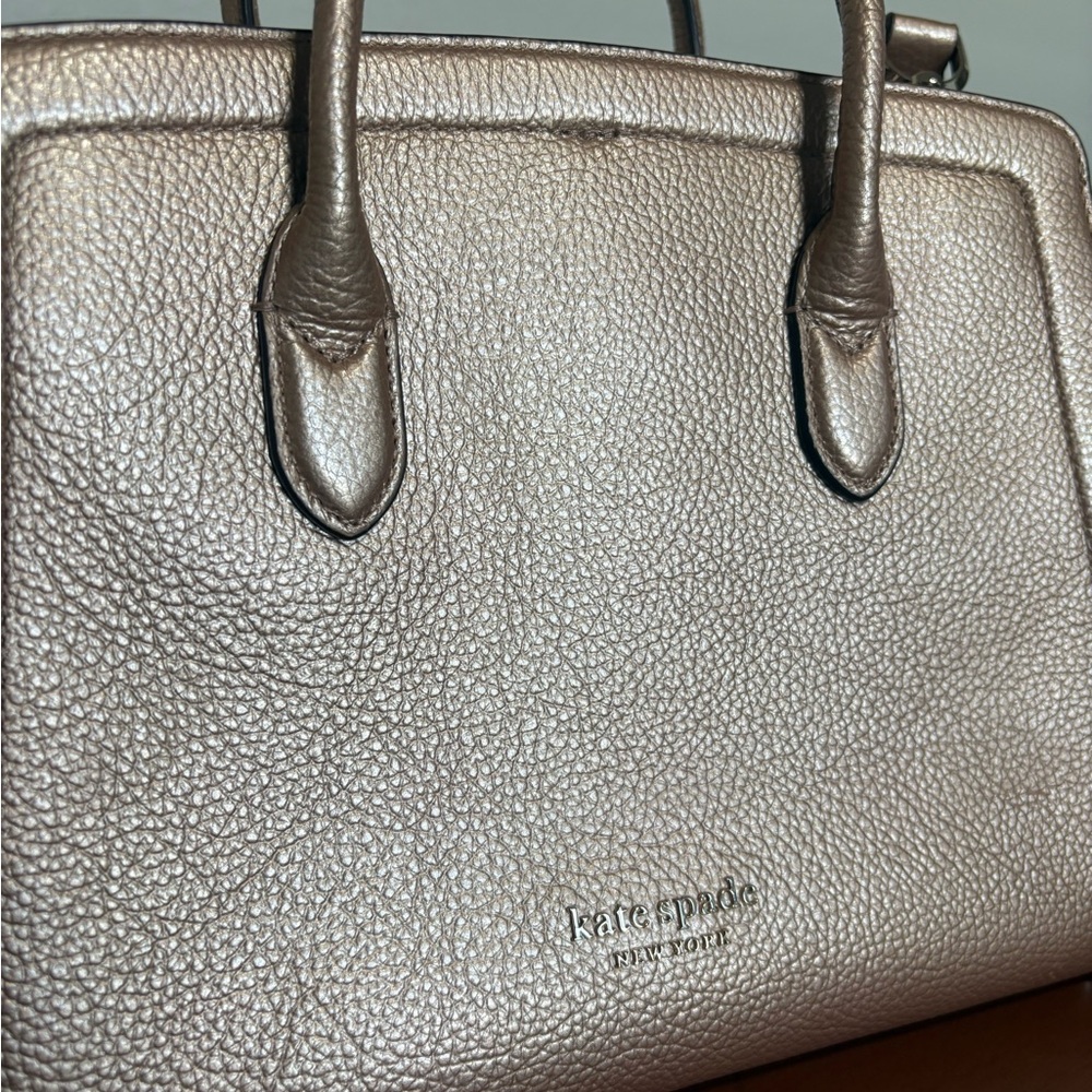 Kate Spade Metallic Rose Gold Pebbled Leather Satchel - Picture 11 of 12
